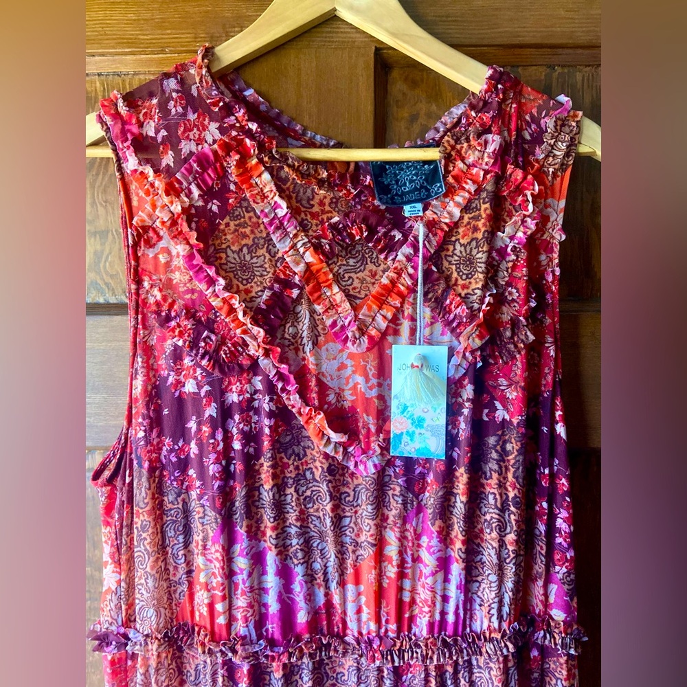 Beautiful Johnny Was Josephina Mesh Midi Dress. 2X. Gorgeous ruffle detail. NWT.